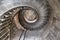 Phare des Baleines, Isle du Re, France - September 18, 2018: Internal spiral staircase of the Lighthouse of the Whales.