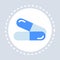 Pharmaceutical antibiotic pills or vitamins icon healthcare medical service logo medicine and health symbol concept flat