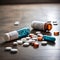 Pharmaceutical drugs on the floor