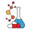 Pharmaceutical engineering vector icon. Drug formulating illustration sign. Chemical engineering symbol.