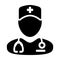 Pharmaceutical icon vector male person profile avatar with a stethoscope for doctor consultation in Glyph Pictogram