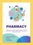 Pharmaceutical industry poster template layout. Drugs production. Banner, booklet, leaflet print design with linear