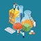 Pharmaceutical Production Composition Isometric Background