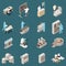 Pharmaceutical Production Isometric Icon Set