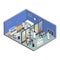 Pharmaceutical Research Production Isometric Background