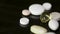 Pharmacy background on a black table. Tablets on a black background. Pills. Medicine and healthy. Close up of capsules