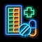 Pharmacy Biohacking neon glow icon illustration