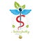 Pharmacy Caduceus icon, vector medical logo for use in holistic