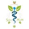 Pharmacy Caduceus icon, vector medical logo for use in holistic medicine, rehabilitation or pharmacology. Homeopathy creative