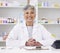 Pharmacy, happy and portrait of consulting woman for medicine, service or emergency healthcare. Smile, doctor and a