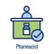 Pharmacy icon with an aspec of the pharma business - outline icon