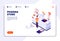 Pharmacy isometric concept. Doctor pharmacist and patient in drugstore. Medication and healthcare vector landing page