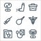 pharmacy line icons. linear set. quality vector line set such as herbal, blood pressure gauge, medical folder, caduceus, enema,
