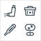 Pharmacy line icons. linear set. quality vector line set such as sleeping pills, thermometer, medical box