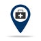pharmacy location in blue map pin icon. Element of map point for mobile concept and web apps. Icon for website design and developm
