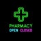 Pharmacy neon sign on black background