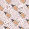 Pharmacy seamless pattern with doodle medical bottle shapes in beige color. Light grey dotted background