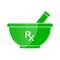 Pharmacy symbol - mortar and pestle in green