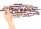 Pharmacy word cloud hand writing concept