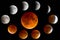 Phases of a Lunar Blood Moon Eclipse