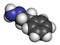 Phenelzine antidepressant molecule. Belongs to hydrazine class of antidepressants. Atoms are represented as spheres with.