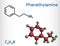 Phenethylamine, PEA molecule. It is monoamine alkaloid, central nervous system stimulant in humans. Structural chemical formula