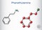 Phenethylamine, PEA molecule. It is monoamine alkaloid, central nervous system stimulant in humans. Structural chemical formula,