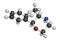 Phenmetrazine stimulant drug molecule amphetamine class. Used as stimulant and appetite suppressant. Atoms are represented as.