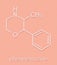 Phenmetrazine stimulant drug molecule amphetamine class. Used as stimulant and appetite suppressant. Skeletal formula.