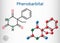 Phenobarbital, phenobarbitone or phenobarb, C12H12N2O3  molecule. It is a medication for the treatment of epilepsy. Structural