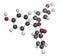 Phenolphthalein indicator molecule. Used in acid base titrations and as laxative