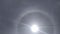 Phenomenon of halo in the sky. A rare natural phenomenon. Three halo suns.