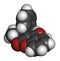 Phenprocoumon anticoagulant drug molecule (vitamin K antagonist). 3D rendering. Atoms are represented as spheres with conventional