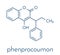 Phenprocoumon anticoagulant drug molecule vitamin K antagonist. Skeletal formula.