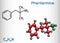 Phentermine, molecule. It is natural monoamine alkaloid derivative, sympathomimetic stimulant with appetite suppressant