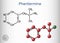 Phentermine, molecule. It is natural monoamine alkaloid derivative, sympathomimetic stimulant with appetite suppressant
