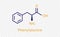 Phenylalanine chemical formula. Phenylalanine structural chemical formula isolated on transparent background.