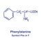 Phenylalanine chemical structure. Vector illustration Hand drawn.