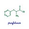 Phenylalanine hand drawn vector formula chemical structure lettering blue green