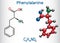 Phenylalanine lL-phenylalanine, Phe , F amino acid molecule. Structural chemical formula and molecule model