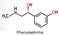 Phenylephrine molecule. It is nasal decongestant with potent vasoconstrictor property. Skeletal chemical formula