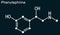 Phenylephrine molecule. It is nasal decongestant with potent vasoconstrictor property. Skeletal chemical formula on the dark blue