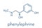 Phenylephrine nasal decongestant drug molecule. Skeletal formula.