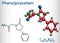 Phenylpiracetam nootropic drug molecule. It is a phenylated analog of the piracetam. Structural chemical formula and molecule