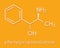 Phenylpropanolamine norephedrine, norpseudoephedrine, beta-hydroxyamphetamine drug molecule. Used as stimulant, decongestant and