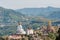 Phetchabun, Thailand - November, 29, 2020 :Top views of Phasorn Kaew Temple, Beautiful five buddha statue over lotus base with