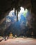 Phetchaburi, Thailand - January 7 2017: Tham khao luang cave temple is very beautiful temple inside of the cave. The sunshine pene