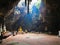 Phetchaburi, Thailand - January 7 2017: Tham khao luang cave temple is very beautiful temple inside of the cave. The sunshine pene