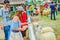 PHETCHBURI, THAILAND- JULY 21: Unidentified groups of men and women are feeding the sheep on July 21, 2013 in Swiss Sheep Farm, P