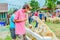 PHETCHBURI, THAILAND- JULY 21: Unidentified groups of men and women are feeding the sheep on July 21, 2013 in Swiss Sheep Farm, P